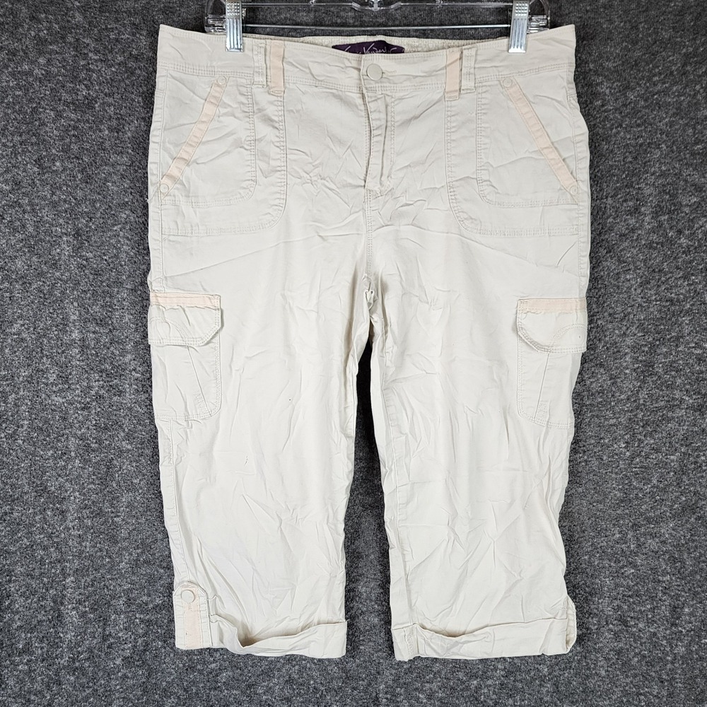 Gloria Vanderbilt Capri Womens 10P Francesca Capri Beige Cargo Pockets EUC